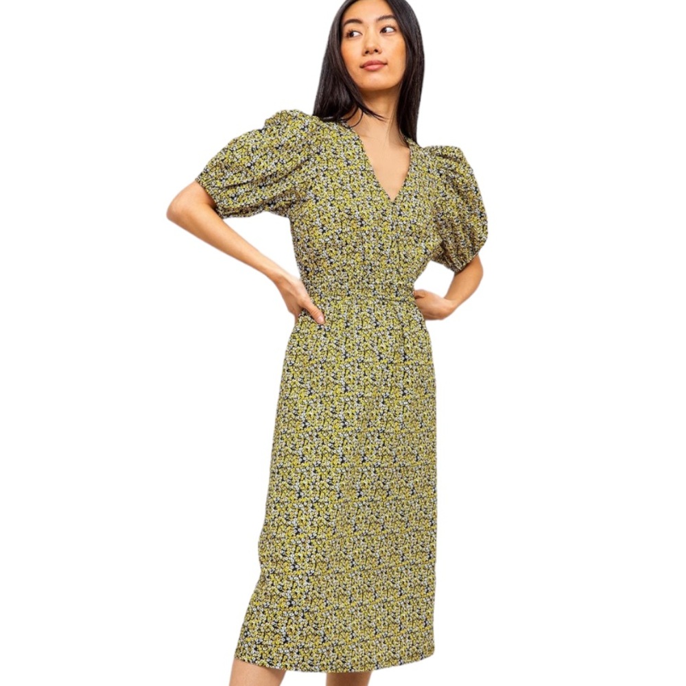 Just Female Dove Floral MIDI Dress W-652 Sz M